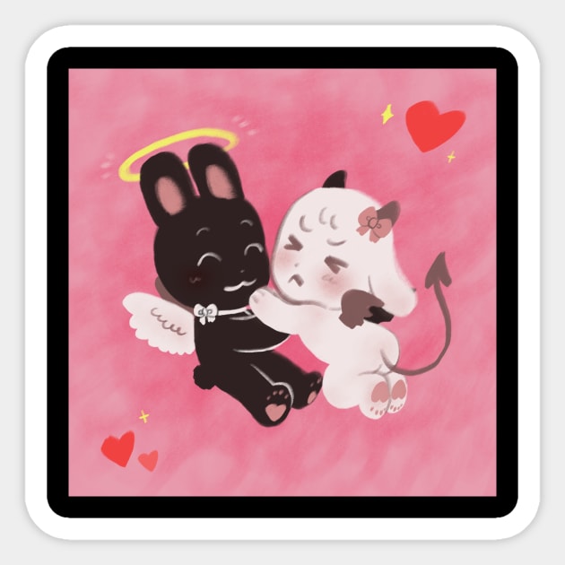 Devil angel bunnies Sticker by Citronlad